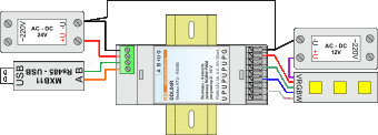 DDL04R: 4-channel dimmer PWM LED RGBW and 4-channel regulator 0-10 V.