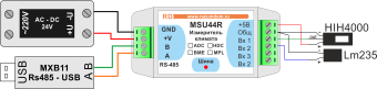 The MSU44RA + HT Sensor - is an analog input module with external humidity and temperature sensor