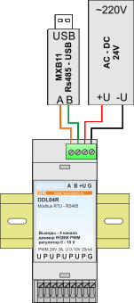 DDL04R: 4-channel dimmer PWM LED RGBW and 4-channel regulator 0-10 V.